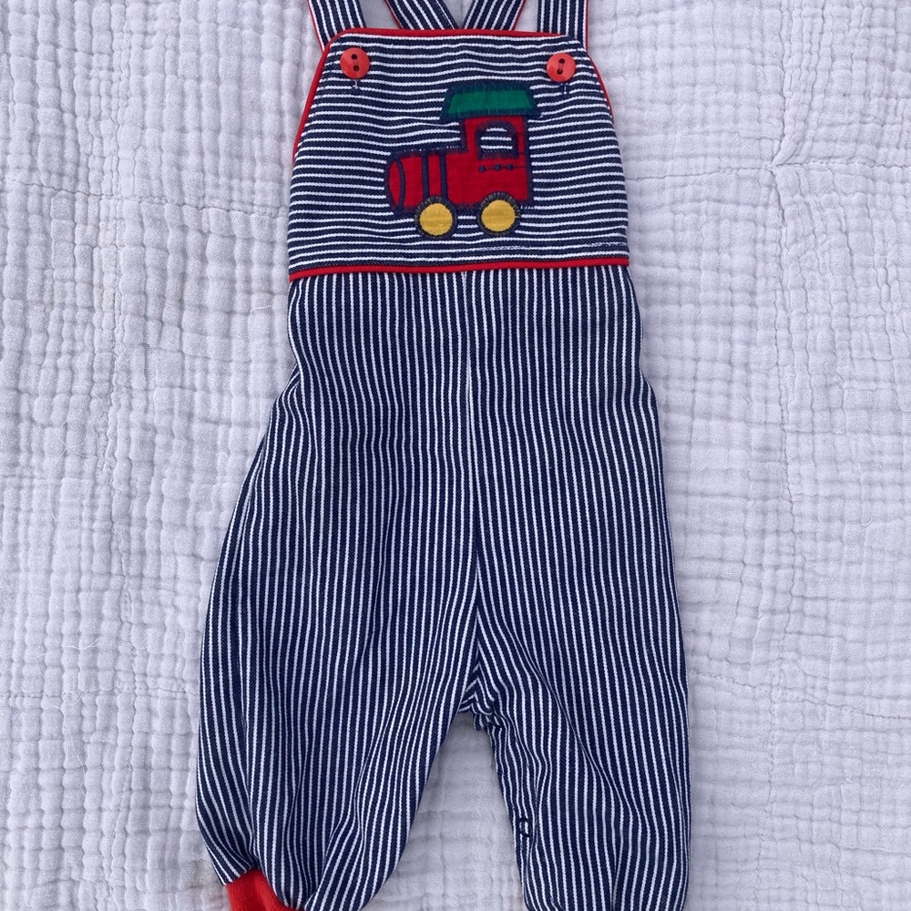 vintage train overalls